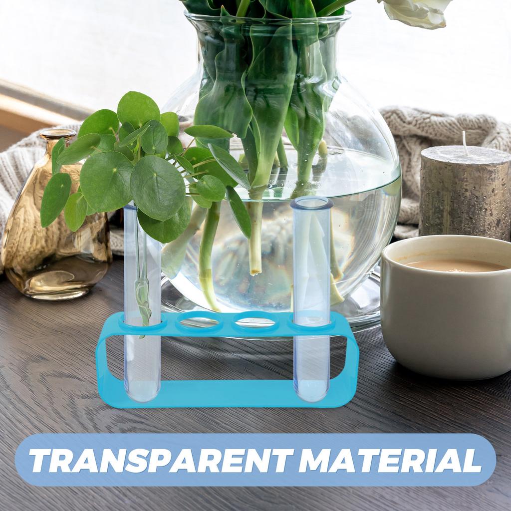 6 Pcs Flower Tubes Transparent Plastic Hydroponic Plant Station Creative Test Vase Desktop Decoration