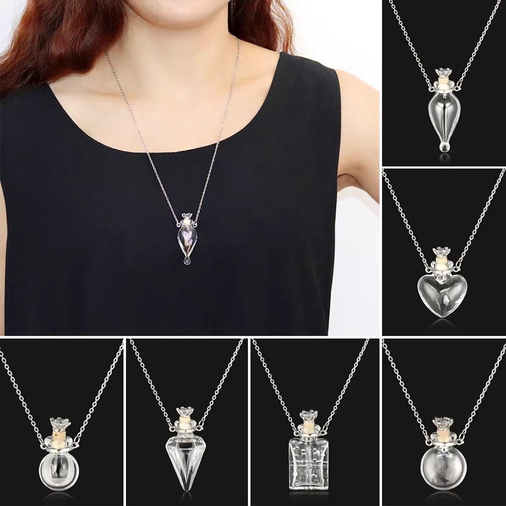 Transparent Openable Necklace Water Drop Mini Bottles Necklace Glaze Vial Pendant Keepsake