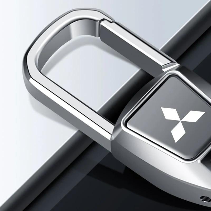 Alloy Car Key Chains Double Rings Keychain Pendant For Mitsubishi Ralliart ASX Lancer Cordia Pajero Outlander Galant Mirage Colt