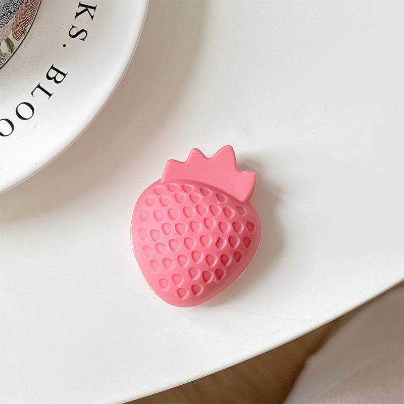 Three-Dimensional Fruit Strawberry Mobile Phone Airbag Bracket Back Sticker Retractable Lazy Desktop Bracket Watching Drama