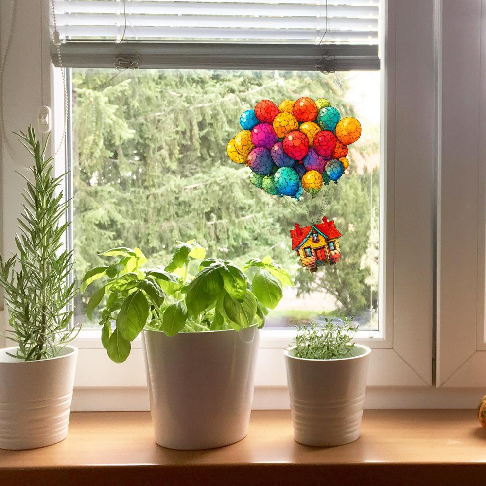 Painted House, Balloon Glass Windows Home Beautification and Decoration, Static Electricity Window Stickers