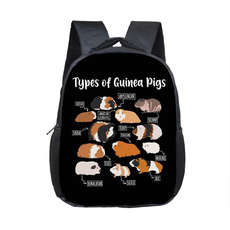 Cartoon Hamster / Pet Guinea Pig Print Backpack  Kids Schoolbags Boy Girl Kindergarten Baby Toddler Bookbag