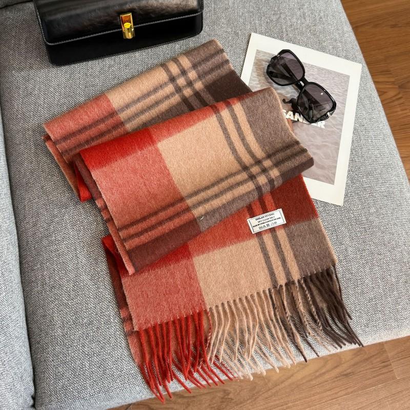 100% Wool Knitted Scarf Unisex Winter Warm Accessory Classic Plaid Long Neck Wrap Men Women