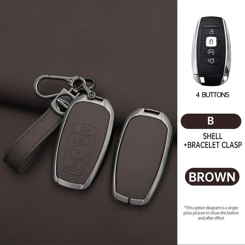 Interior Mouldings Leather Car Key Case Shell Cover for Lincoln Continental Navigator Z MKZ MKC MKX Nautilus Aviator Corsair She
