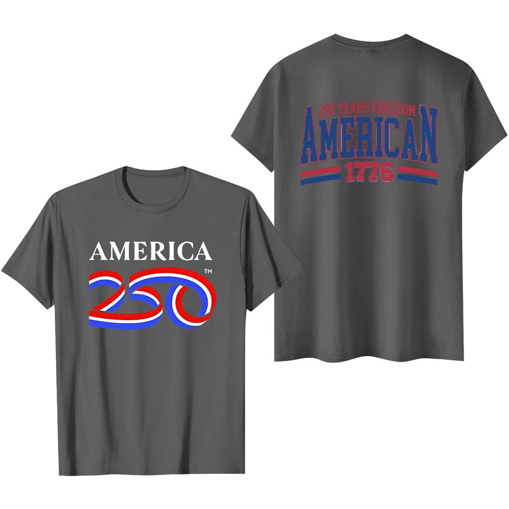 Men's Casual Short Sleeve T-Shirt 250 Years Anniversary Letter Print Crew Neck Cotton Blend Soft Fabric Comfortable Fit