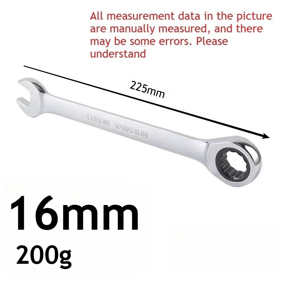 8-22mm Fixed Head Ratchet Wrench, 72 Teeth Ratchet Wrench, Vanadium Chromium Steel for Auto Repair Tools