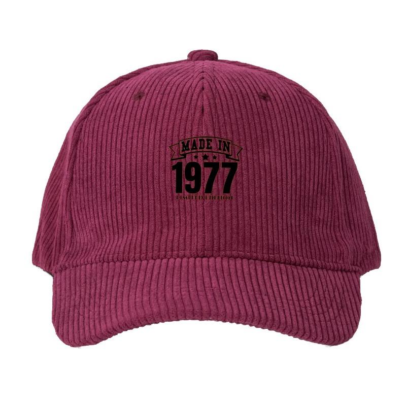 

Men Women Limited Edition 1977 Streetwear Outdoor Sun Hat Adjustable Dad Cap Fashion Nostalgic Design Caps Corduroy Baseball Cap розы красного