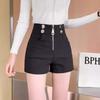 2024 Women's High-Waisted Black Shorts - New Niche Design, Zipper, Casual, Versatile, Korean Style Hot Pants