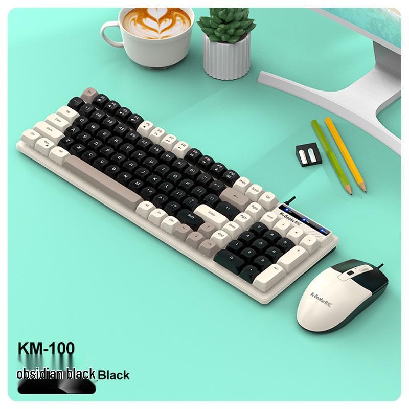 Viper KM100 Wired Keyboard & Mouse Set - Mechanical Feel, Color-Matched USB for Office, Computer, Notebook Use