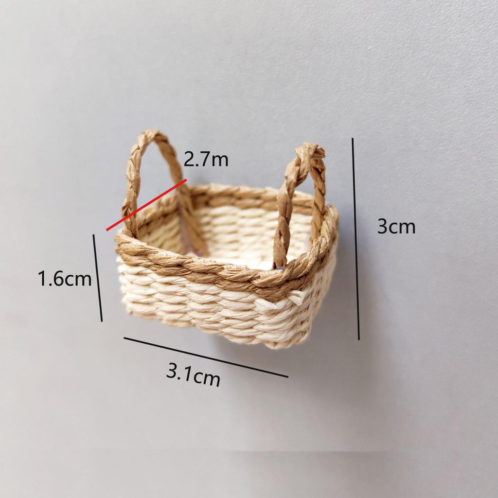 Miniature Mini Dollhouse Bouquet Basket Handmade Fashion Hand Woven Basket Diy Paper Vine Basket For Bjd Dolls/For Ob11 Dolls