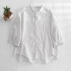 Striped Shirt Color Round Neck Casual Versatile Loose Slimming Summer Shirt Cardigan for Women