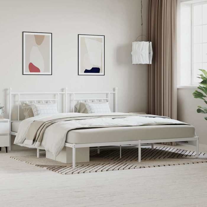VidaXL Cadre de lit métal avec tête de lit blanc 200x200 cm 353593