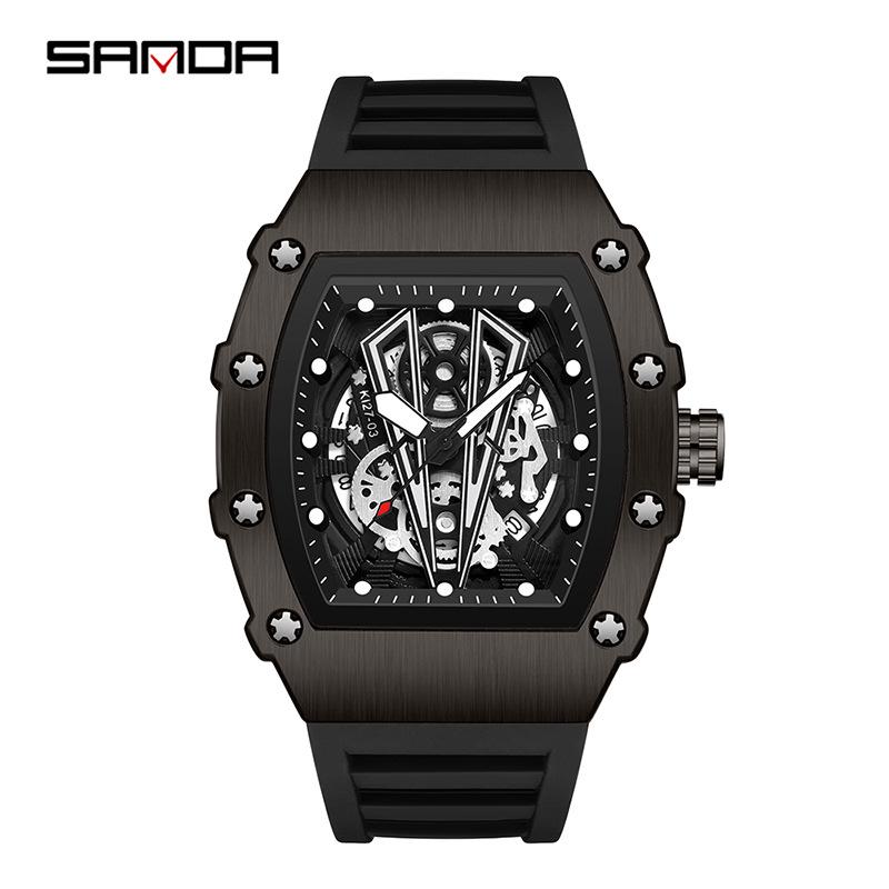 SANDA 7045 Men s Stylish Luminous Skeleton Quartz Wristwatch