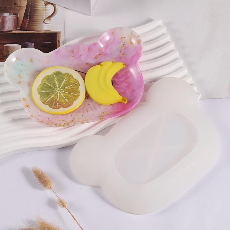 Round Rectangular Bear Head Dish Silicone Molds Storage Tray Plate Resin Molds for DIY Resin Art Gifts Home Decoration