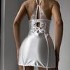 Strapless Lace Patchwork Nightgowns For Women Springtime Sheer Bodycorn Mini Sexy Sleepshirts Nightwear