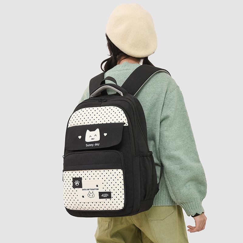 College Style Student Schoolbag Color Block Women's Lightweight Large Capacity Backpack