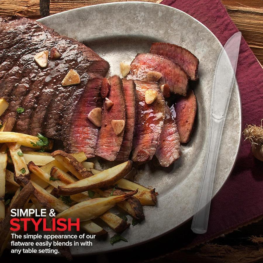 

125 штук пластиковых ножей Одноразовые столовые приборы для ужина Сверхпрочная посуда Тяжелые столовые приборы для вечеринок Оптовая закупка столовых приборов в прозрачном цвете United States