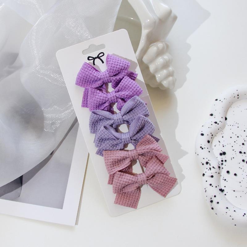 10Pcs/Set Solid Color Ribbon Kids Bows Hair Clips Baby Girls Handmade Bowknot Hairpin MiNi Barrettes Hair Tie Accessories