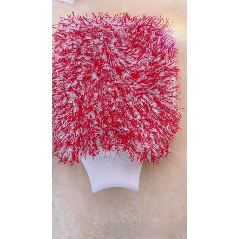 

Длинноворсовые перчатки из кораллового флиса для чистки автомобиля, перчатки из микрофибры для мытья автомобиля и легко моющиеся перчатки для мытья автомобиля белый/красный