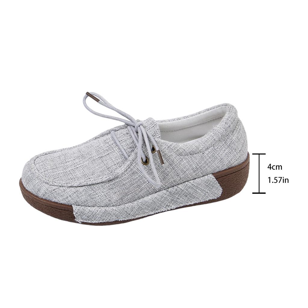 Plus Size Shoes for Women 36-43 Spring Autumn 2026 Women Lace Up Platform Wedges Comfortable Non-slip Flats Sneakers Women