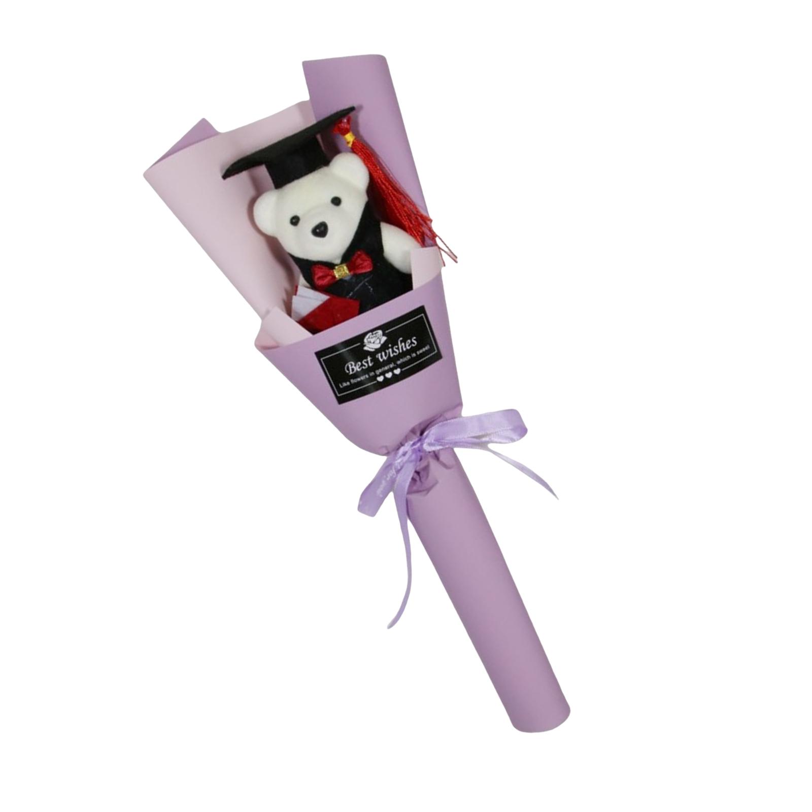 

Graduation Bear Bouquets for Graduates Student Teacher Cartoon Doctor Bear Bouquets for Graduation Back to School Day фиолетовый