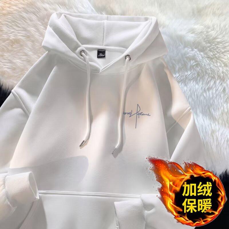 Hooded Sweater Men's Autumn and Winter Heavy Fleece Versatile Trend Letter Printing American Student Clothes Jacket