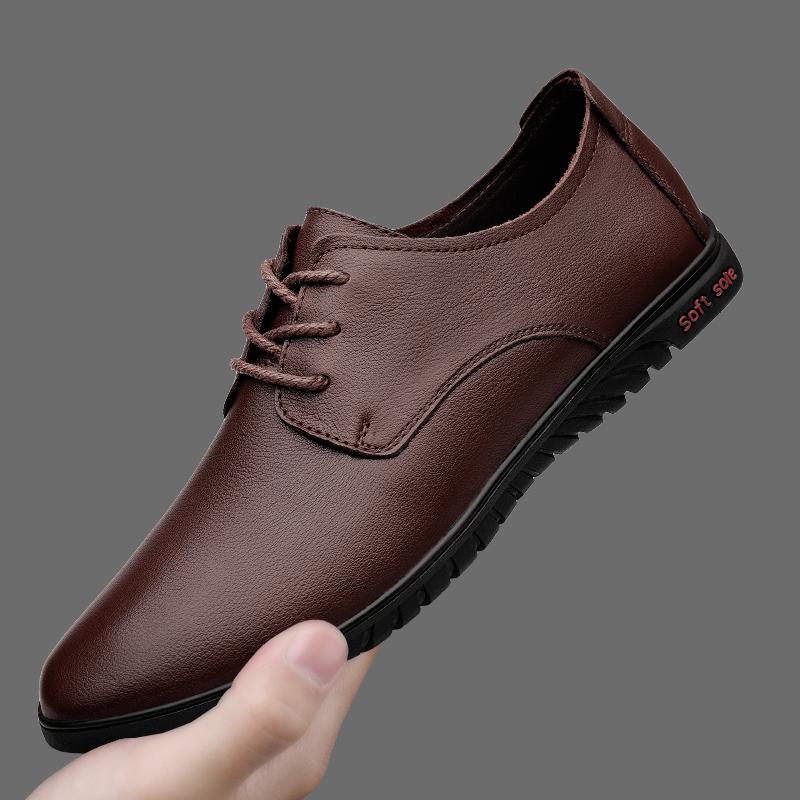 

Fashion Genuine Leather Moccasins Comfy Dress Oxford Shoes Casual Lightweight Luxury Brand Summer Men Loafers Man Lace-Up Mens Shoes 44 коричневый
