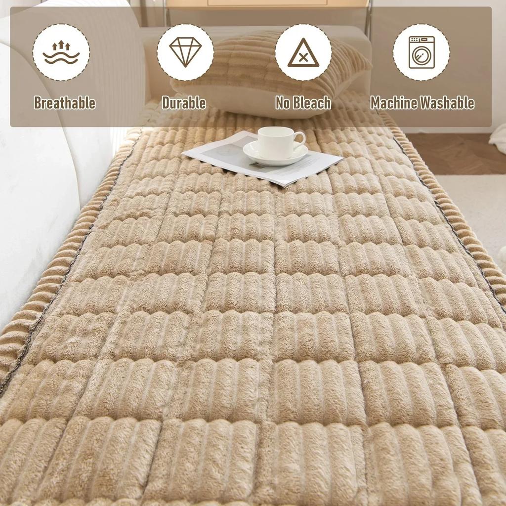 1PC Corduroy Quilted Sofa Towel Winter Warm Thickening Plush Cushion Couch Cover L-shaped Sectional Anti-slip Modern Sofa Cover