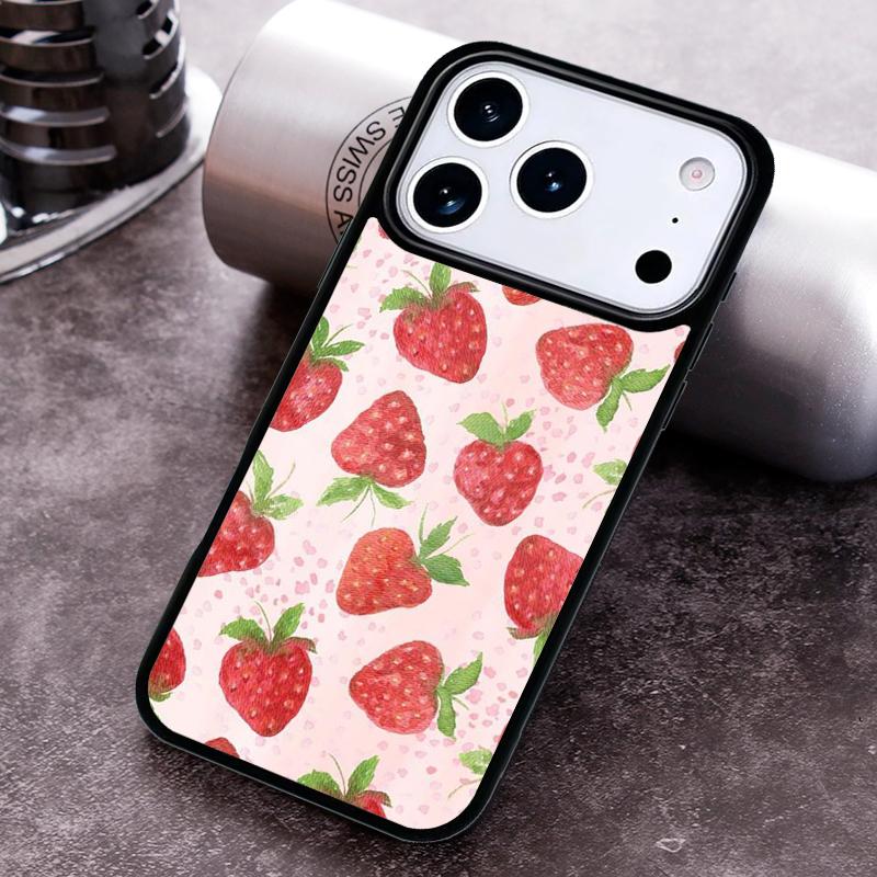 Cute Strawberry Phone Case For iPhone 17 16 15 14 13 12 11 Pro Max Plus 17Air Soft Silicone Cover
