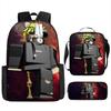 New Roblox Student School Bag Roblox Digital Printing Backpack Three-piece Set Lunch Bag Pencil Case