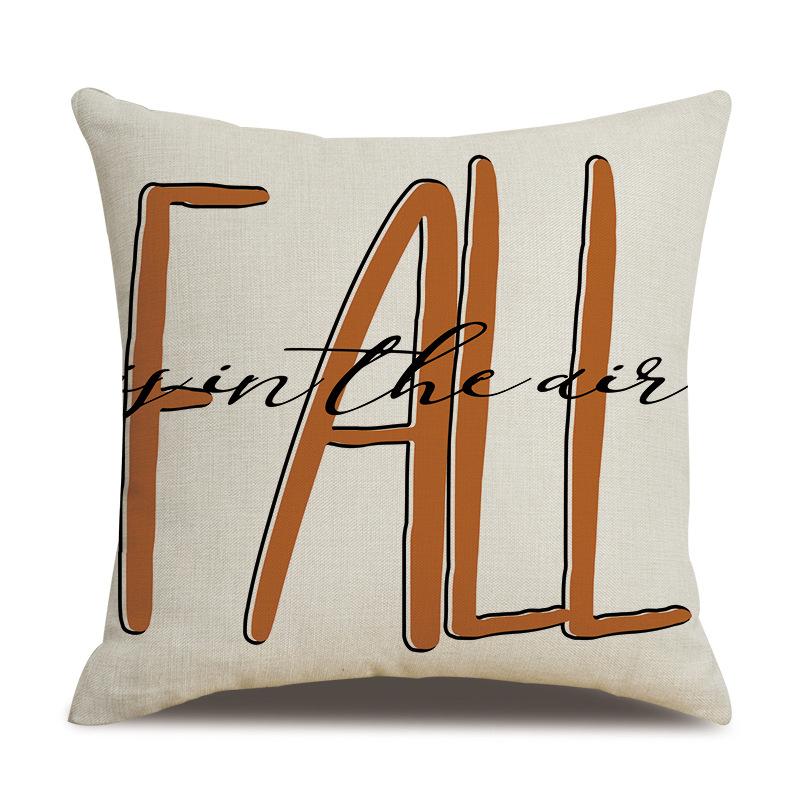 Thanksgiving Linen Pillowcase Autumn Pumpkin Print Pillow Cushion Cover