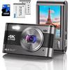 Digital Camera, 4K 48MP Autofocus Vlogging Camera for Photography YouTube Compact Vintage Travel Camera with Flash,18X Digital Zoom, Anti Shake 32G
