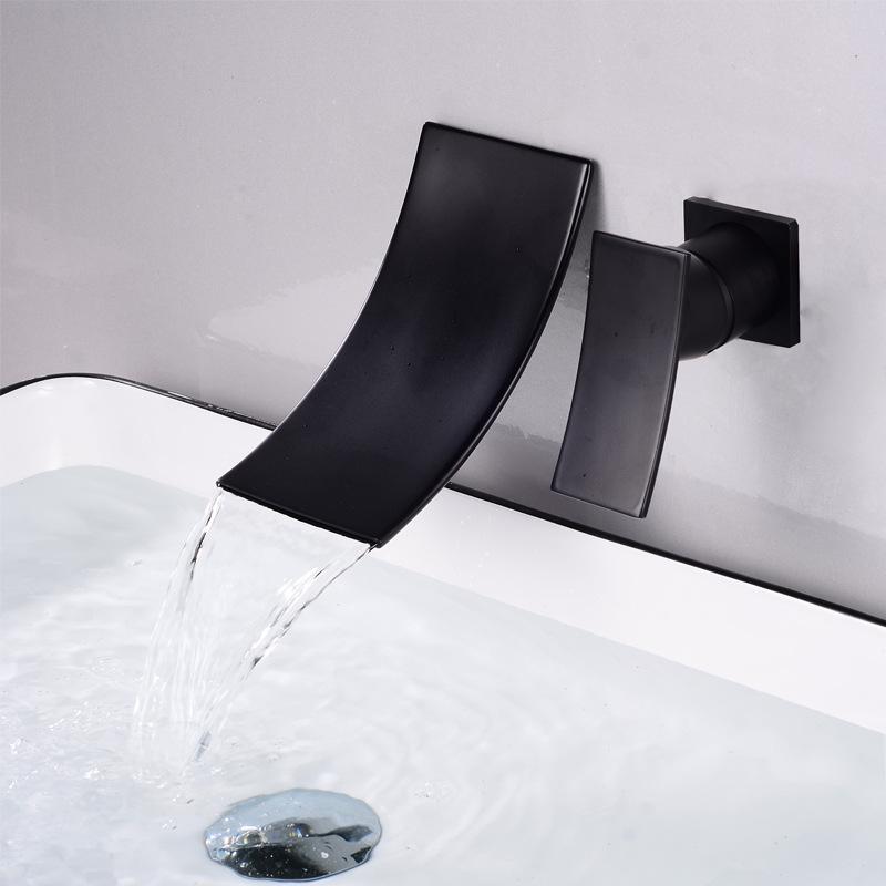European Style All-copper Concealed Waterfall Faucet Household Hot and Cold Basin Basin with Mixed Water Into The Wall Faucet