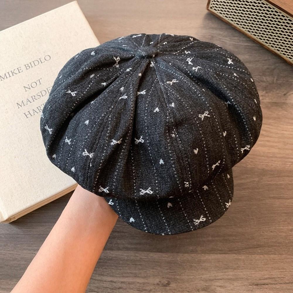 Japanese Octagonal Cap Cloud Newsboy Cap Fashion Retro Bow Beret  Streetwear