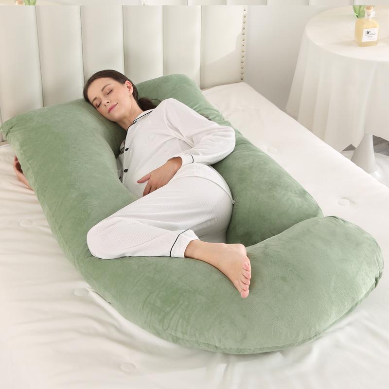 Crystal Velvet J-shaped Pregnancy Pillow Nursing Pillow Pregnant Woman Belly Support Pillow Side Sleeping Pillow Waist Pillow