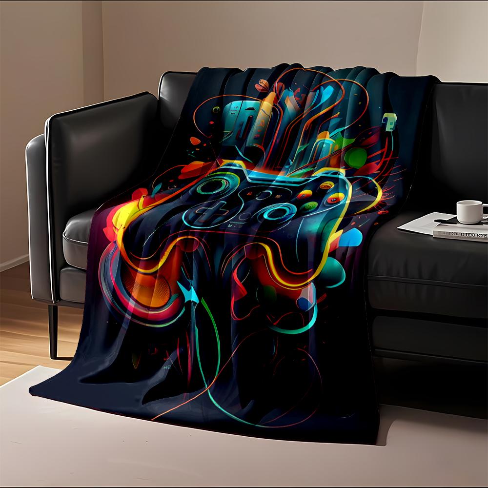 Gaming Controller with Colorful Abstract Design Flannel blanket for bedroom, living room, sofa, and nap sofas.