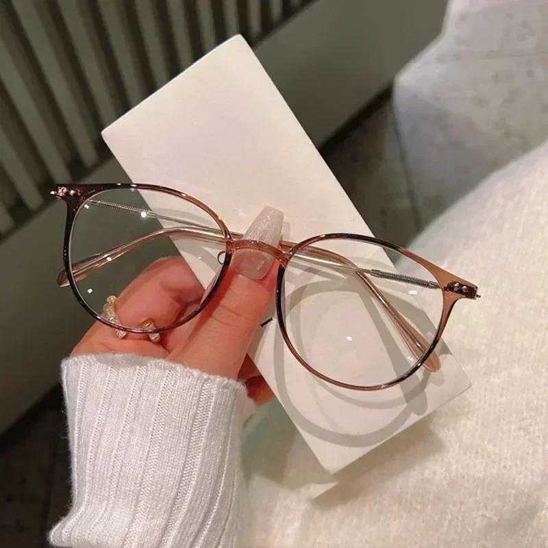 Luxury Brand Round Myopia Glasses Blue Light Blocking Eyeglasses Women Men Prescription Near Sight Glasses Diopter