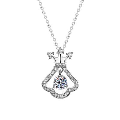 Real Moissanite Necklace Top Quality 925 Sterling Silver Crown Skirt Pendant Necklaces For Women Bride Sparkling Wedding Jewelry
