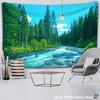 Forest River Wall Tapestry - Nature Landscape HD Print, Calming Waterfall Scene for Bedroom & Living Room Decor