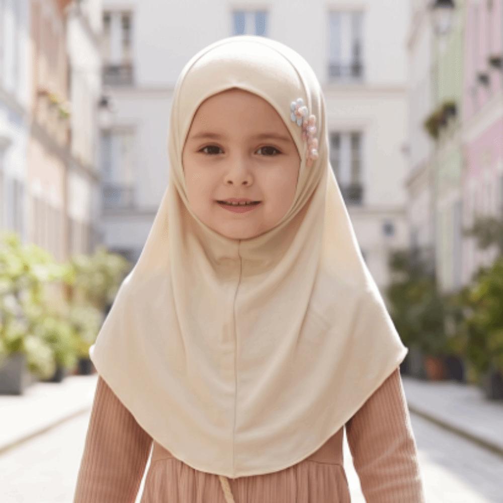 Stretch Little Girls Pull-On Hijab Soft Head Cover Beautiful Head Wrap Turban Outdoor