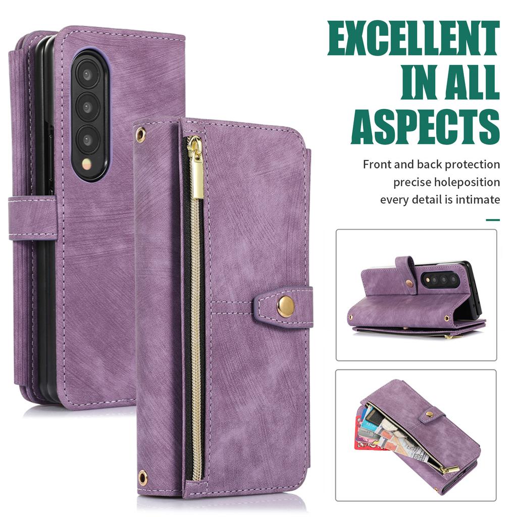 Crossbody Wallet Phone Case for Samsung Z Fold 5 4 Z Flip 3 S23 S22 Ultra S20 A14 A24 A34 A54 A13 A33 A53 Card Holder Stand Lanyard Flip Leather Cover
