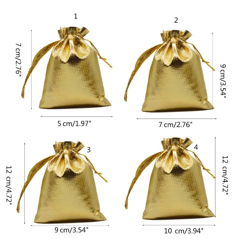 50 Stück Schmuckverpackung Stoffbeutel Gold Silber Tuch Kordelzug Geschenkverpackungsbeutel 7x9cm 9x12cm Hochzeitsgeschenk Aufbewahrungsbeutel