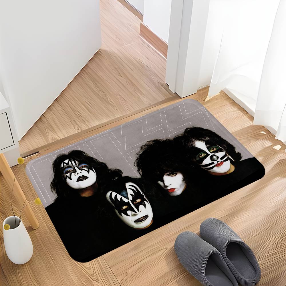K_Kiss Band Hallway Carpet Washable Non-Slip Living Room Sofa Chairs Area Mat Kitchen Doormat Area Rug