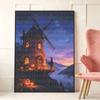 Full Drill Diamond Painting Kit Spooky Halloween Windmill Design DIY 5D Rhinestone Art Canvas for Room Decoration Gift