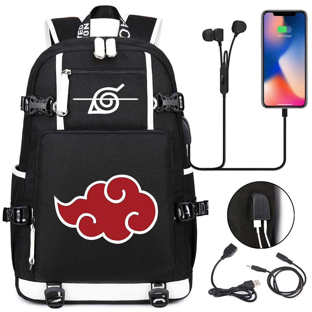 Neuer Naruto-Druck USB Teenager Schüler Schultasche Herren und Damen Freizeit Rucksack mit großer Kapazität Reise Rucksack