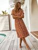2025 Summer New V-Neck Polka Dot Long Dress with Tie