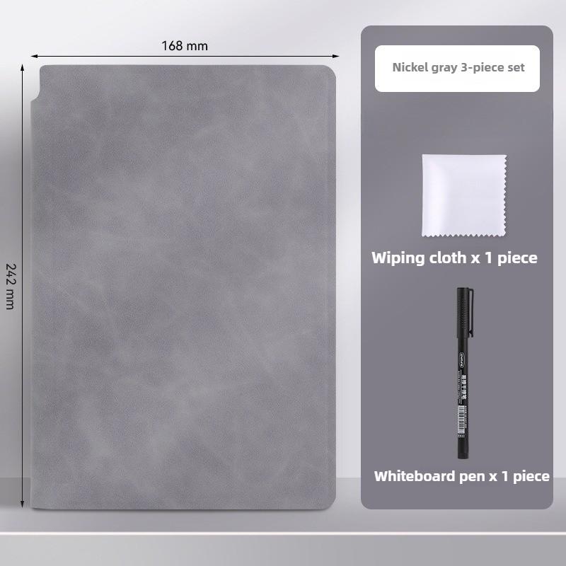 A5 Reusable Whiteboard Notebook Set With Whiteboard Pen Erasing Cloth Leather Memo Pad Weekly Planner Portable Stylish Office