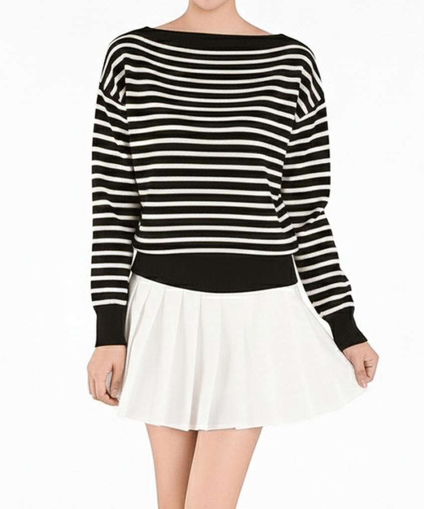 Keulleiseu Striped Boat Neck Knit_Ivory