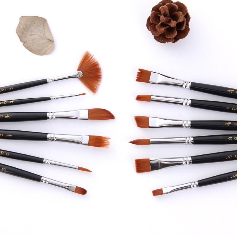 12 Stück/Set Professionelle Malpinsel Acryl Aquarell Ölmalerei Pinsel Runde Spitze Nylonhaar Acrylpinsel Zeichnen