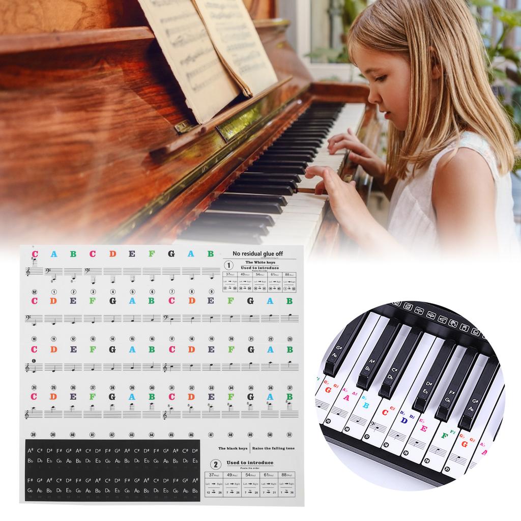 Piano Sticker Electronic Piano Removable Keyboard PVC Adhesive Staff Intonation Labels